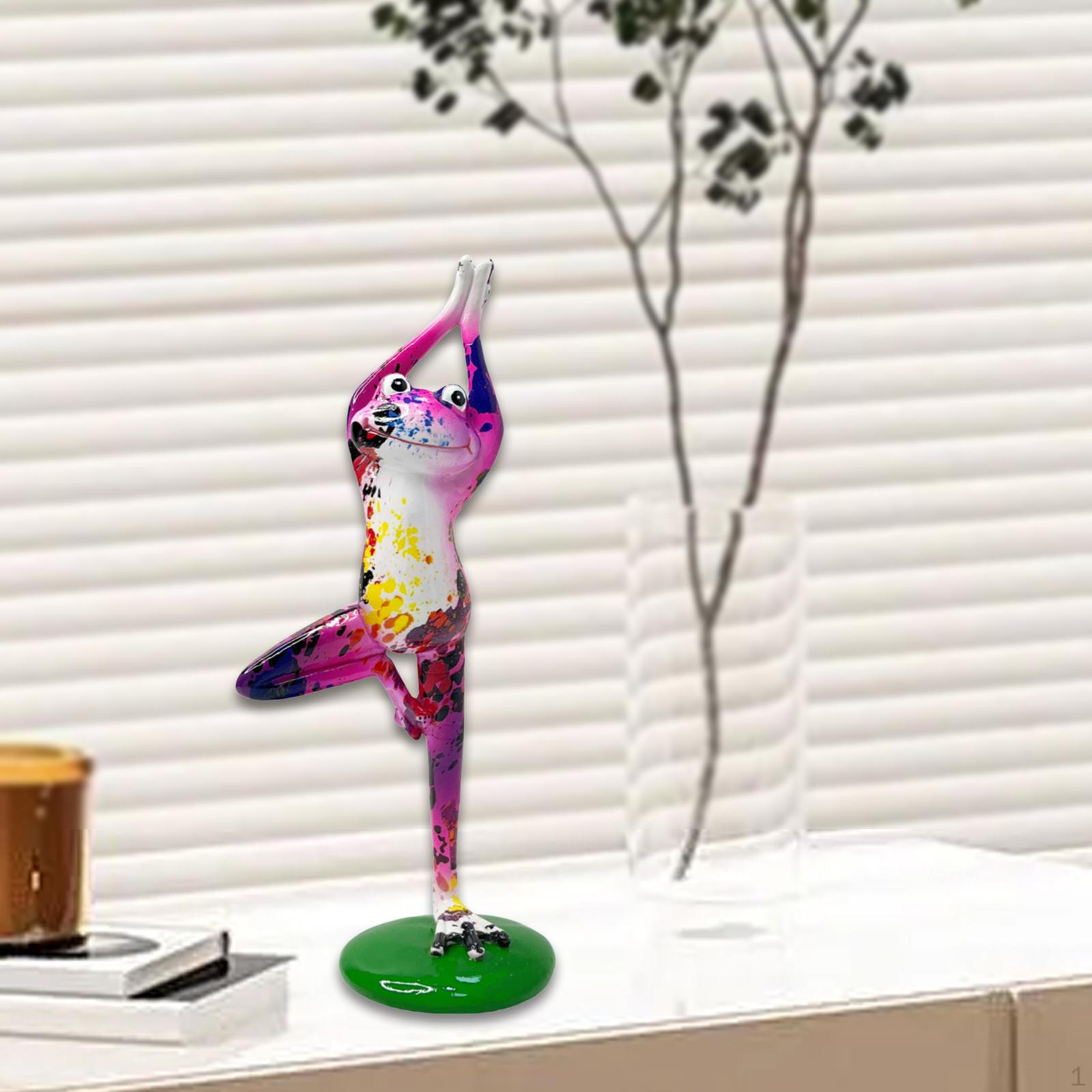 

Фигурка лягушки из смолы, коллекционная, для домашнего офиса, центральное украшение pink purple