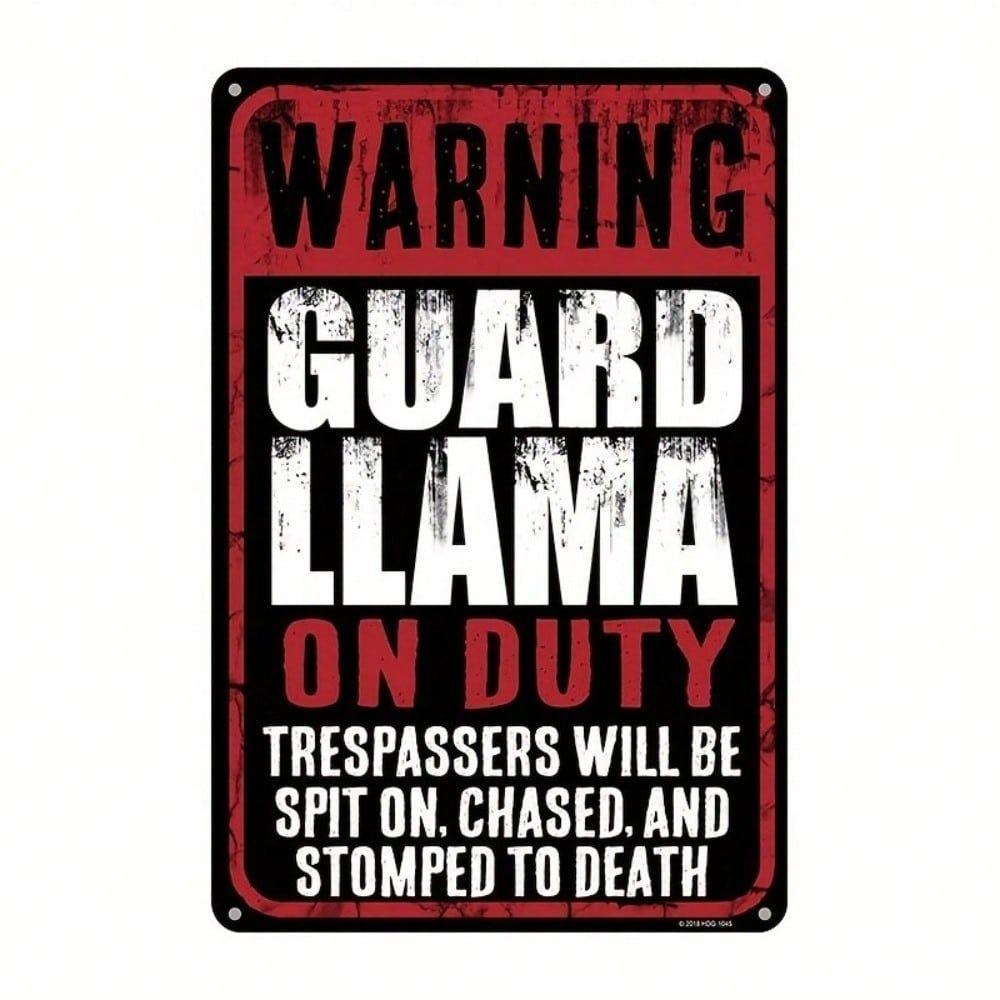 

Metal Poster Llama On Duty Home Guard Vintage Camel Sign Wall Art Decor