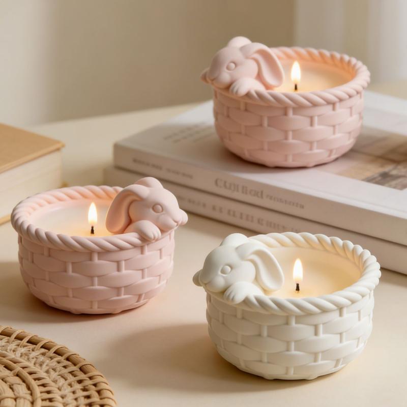 Diy Easter Fat Rabbit Candle Silicone Mold Cute Easter Egg Rabbit Gypsum Resin Candle Mold Home Festival Decoration Gift
