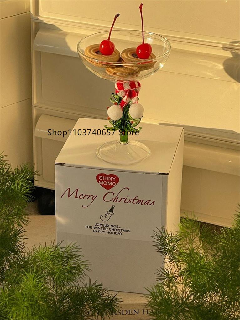 Colorful Christmas Tree Decoration Tall Glass Creative Home Cocktail Cup Korean Style Ins Style Christmas Series Red Wine Glass