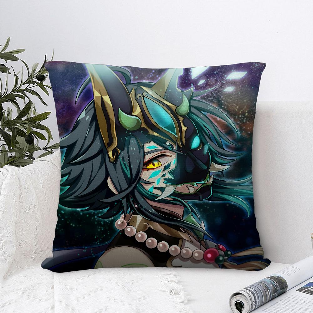 Xiao Genshin Impact Pillow Case Sofa Decorative Home Double-Sided Printing Short Plush Cushion Cover Throw Pillow Cover