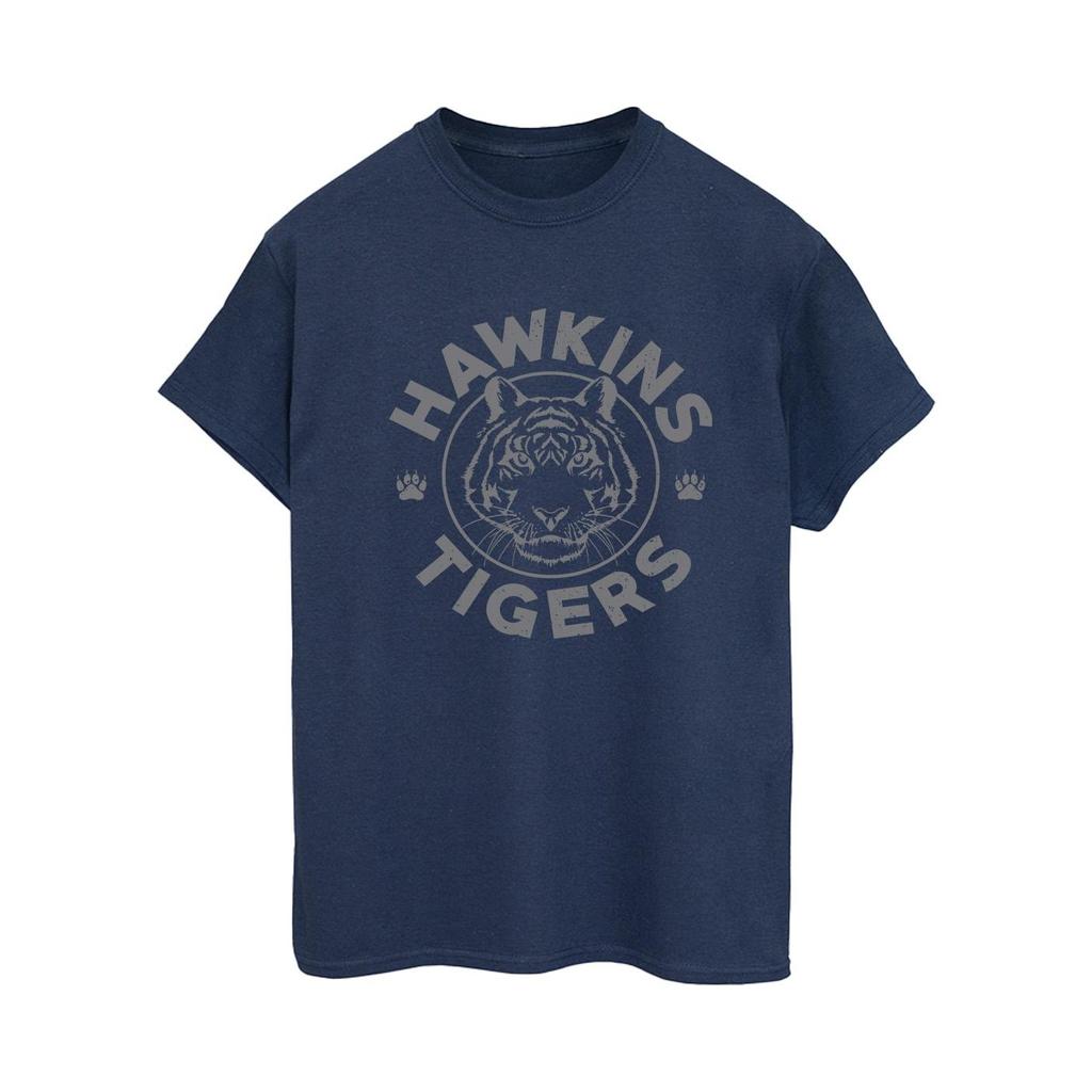 Netflix Womens/Ladies Stranger Things Hawkins Grey Tiger Cotton Boyfriend T-Shirt