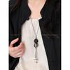 New Chinese Style Heart Pendant Beaded Necklace - Elegant Retro Long Sweater Chain for Women
