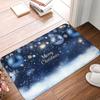 Christmas Entry Mat Burgundy Golden Light Snowflake Bokeh Print Durable Rug For Front Door Hallway Bedroom Home Decor