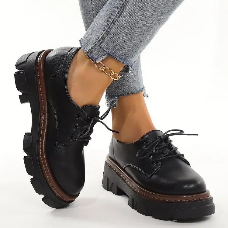 

Мода 2024 Новые Ботинки в британском стиле на толстой подошве Зимние теплые ботинки для девочек Женские осенне-зимние черные кожаные ботинки Обувь большого размера 37 чёрный