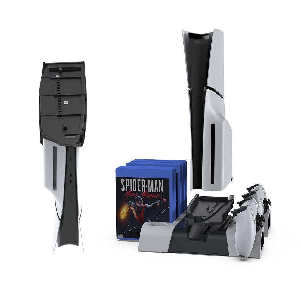 PS5 Slim Console with Ambient Light Base, Cooler, Dual Controller Charger, and Disc Storage Rack