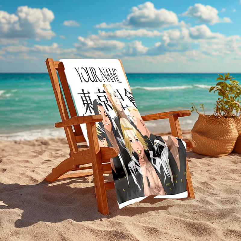 Personalized Customized Proof Beach Towel with Tokyo Revengers Pattern - Soft, Absorbent,quick-drying,perfect Swimming,camping&bathing