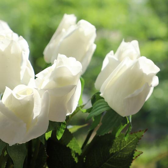 Rose Flower Buds Realistic Faux Silk Roses Bouquets Fake Flower Arrangement