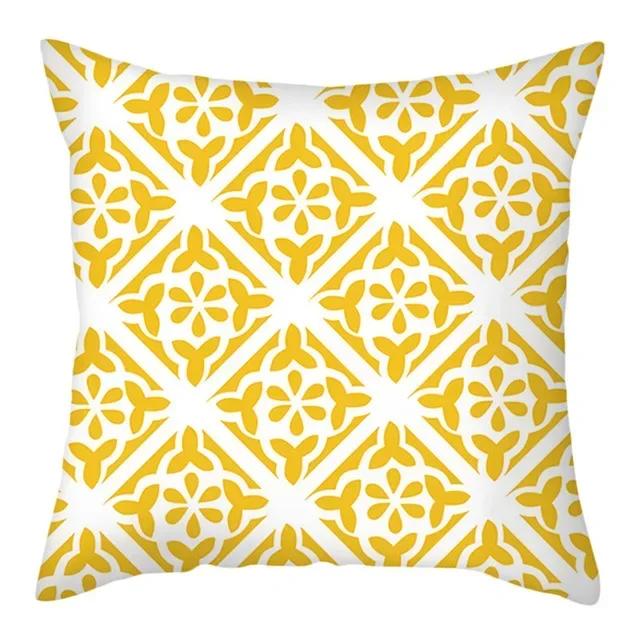 Geometric Cushion Covers Yellow Plaid Stripes Print Pillow Case For Home Chair Sofa Decoration Pillowcases 45cm*45cm