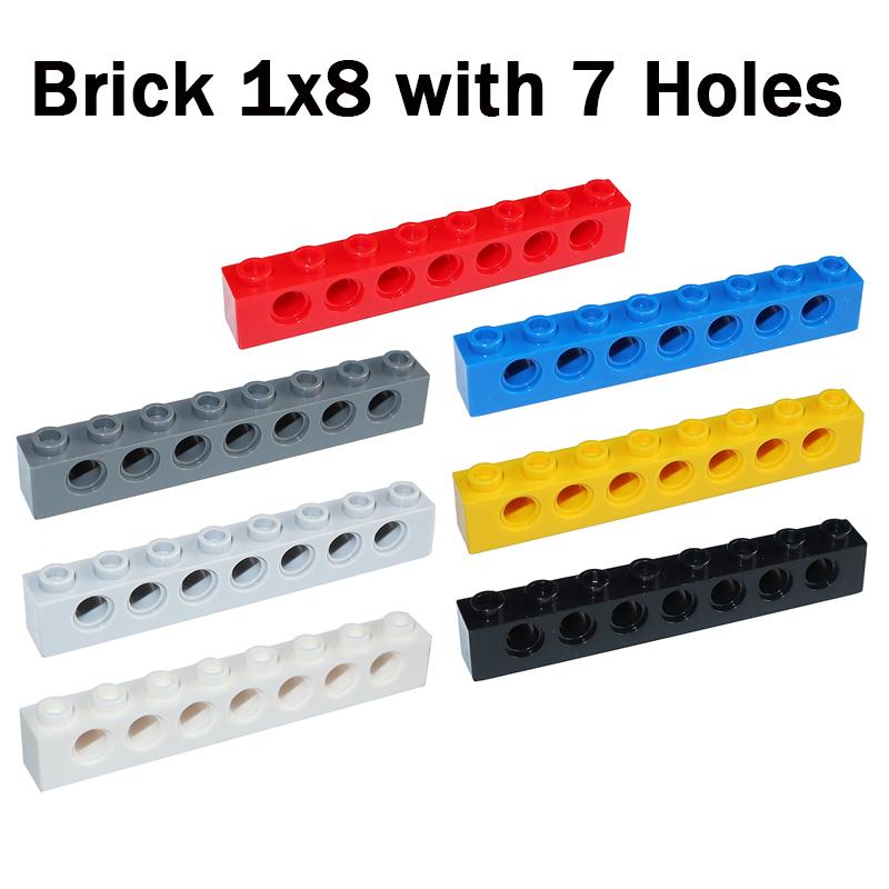 Interesting Toys Unisex Kids Black Moc Technology Assemble Particles Brick 1X8 With 7 Holes 3702 Diy Building Blocks Educational Toy For Kids