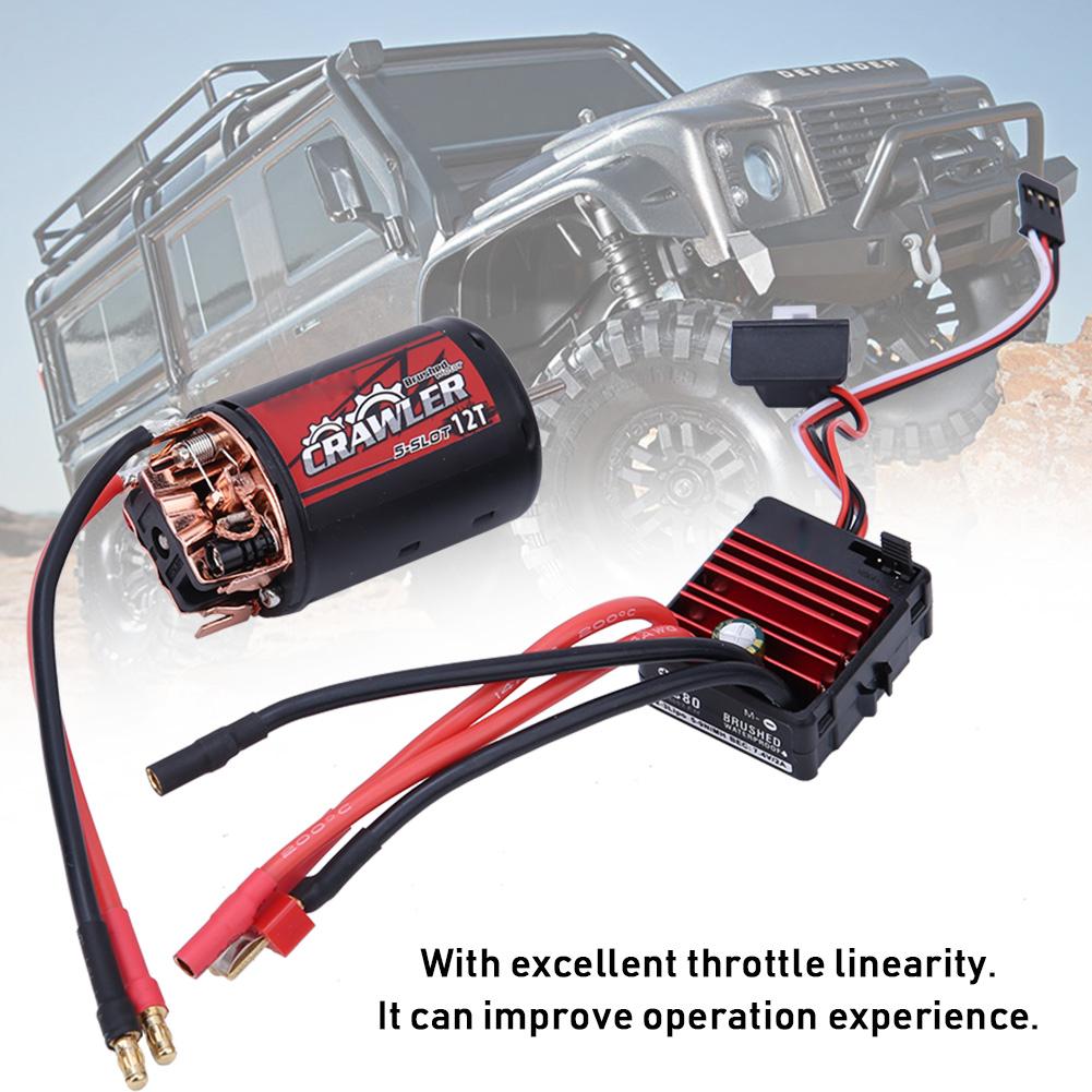 5 Slot 550 Brushed Motor 80A ESC Combo Set RC Car Accessories for 1 10 RC Crawler Car(12t80A )