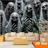 Halloween Gothic Wall Tapestry Grey and White Ragged Cloth Ghost Reaching Out Skeleton Horror