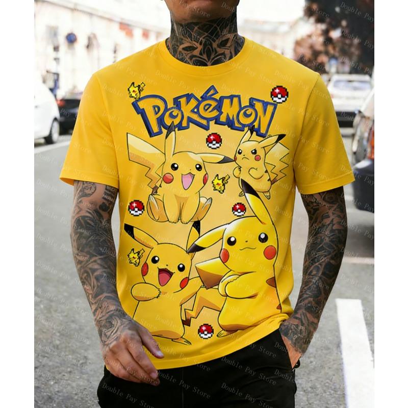2026 New Anime Chilren's T-shirts Kids 3D T-shirts Boy's Clothing Pokemon Men's Shirts Short-sleeved Travel Parent Clothing