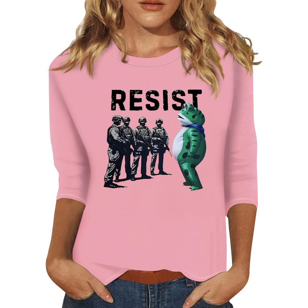 Women's Fashionable Casual Three-quarter Sleeve Round Neck Top