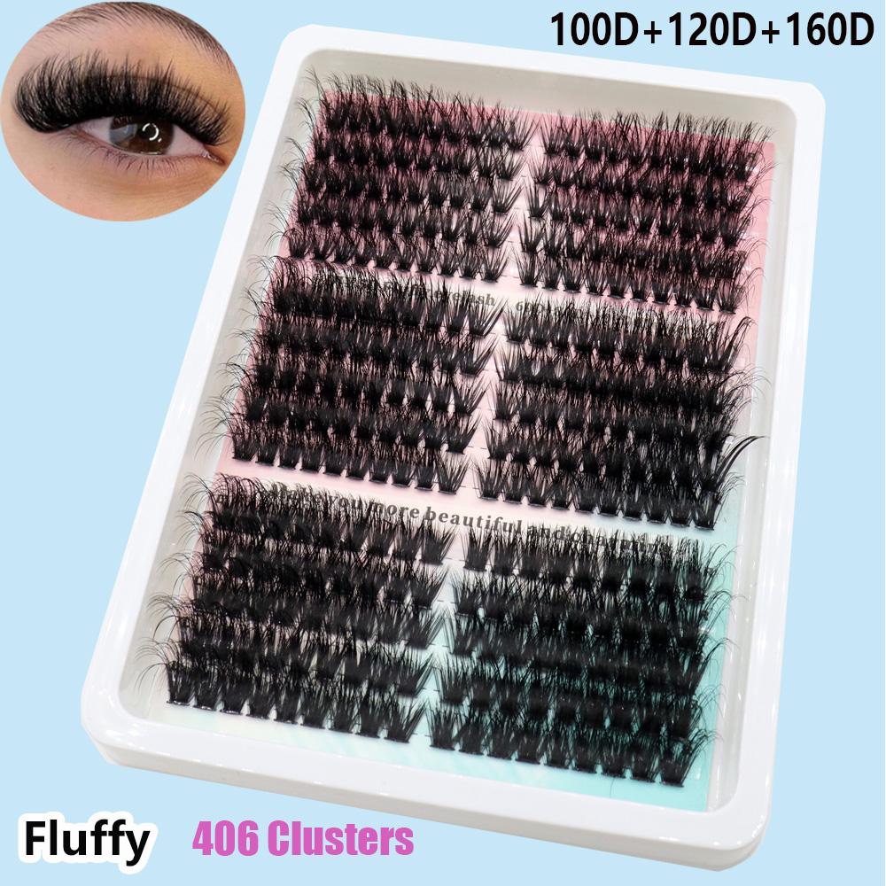 

Черные пучковые ресницы 60D+80D+100D, 15 рядов по 290 пучков, термоклеевые ресницы CC/D/DD из меха норки, с длинными глазками. CC чёрный