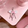 Romance Pink Heart With White Wing Key Chain Fashion Jewelry Lightweight Lovely Keyring For Women Girls