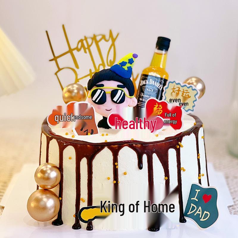Father's Day Cake Topper: Healthy & Happy Birthday Dad Figurine
