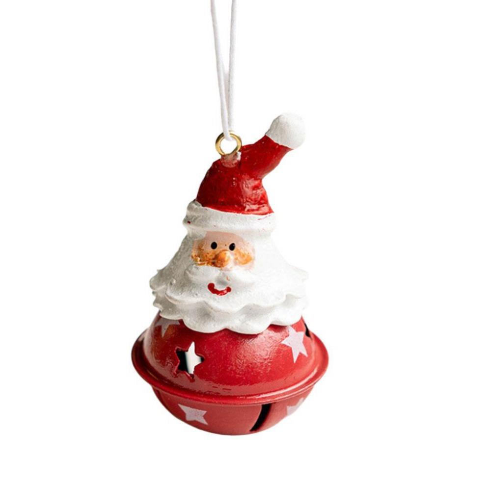 Iron Art Christmas Santa Bell Pendant Cute Xmas Tree Ornaments Snowman Bell Pendant  Christmas