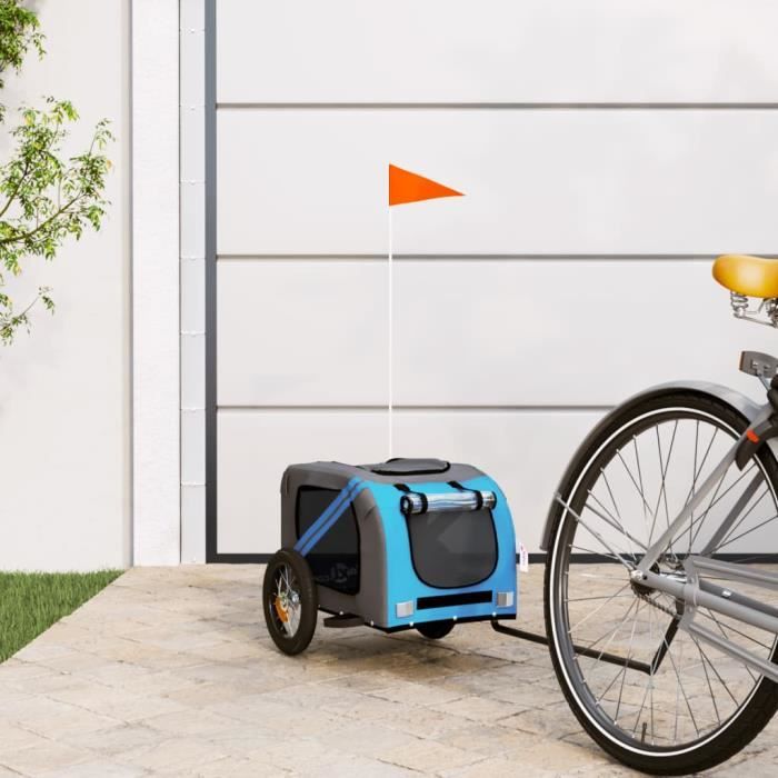 VidaXL Remorque de vélo pour chien bleu et gris tissu oxford et fer 93869
