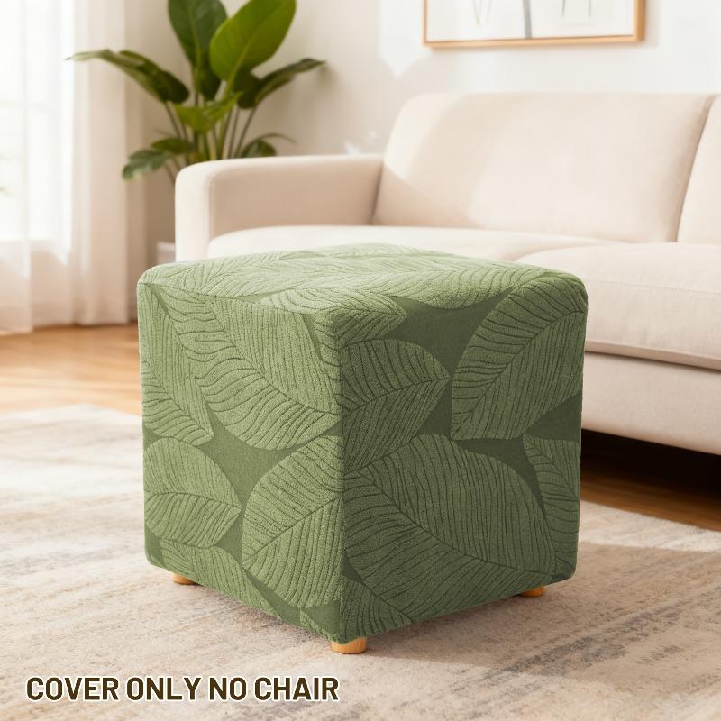 

1pc Solid Color Jacquard Ottoman Cover Stretch Square Footrest Covers Anti-dirty Sofa Footstool Slipcover for Party Hotel Decor