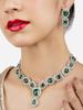 Green Stones & Dazzling Austrian Diamonds Embellished Necklace & Earring Set For Women