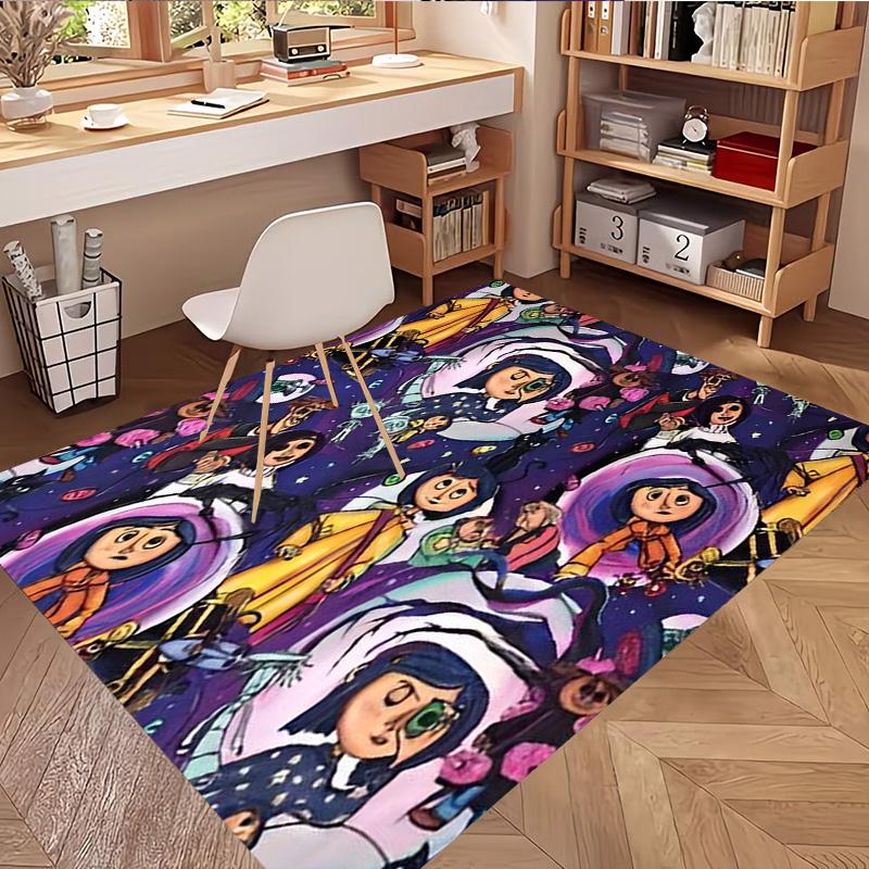 Coraline Print Rug, Washable Floor Carpet, For Entryway Dorm Laundry Room Office Study, Home Decor Birthday Christmas Gift