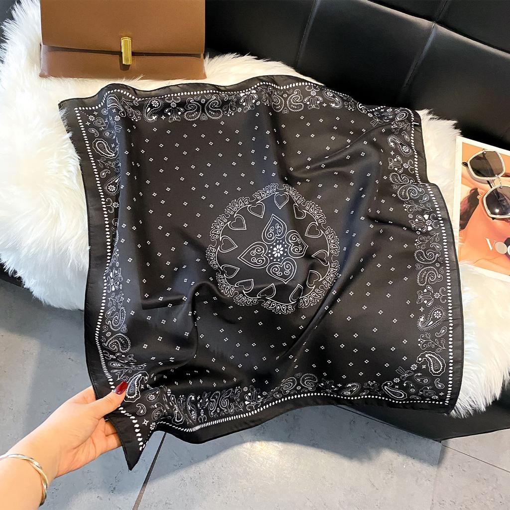 70*70cm Silk Square Scarf Women Paisley Cashew Print Neck Tie Soft Satin Neckerchief Female Foulard Headband Hijab Decorate