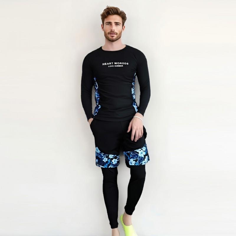 Mens UV Protection Rash Guard Set Quick Dry Long Sleeve Surfing Swimwear Diving Swimming Water Sports
