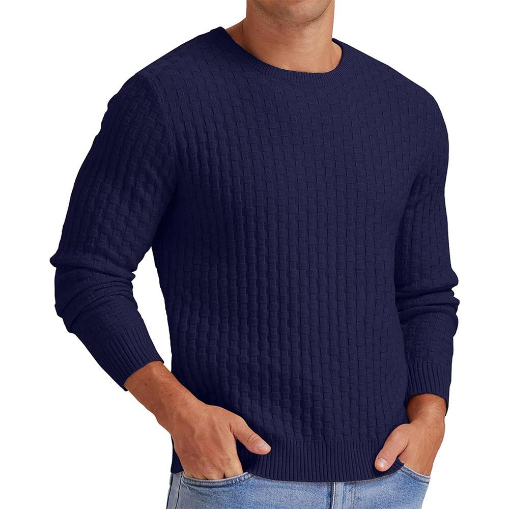 Men's Knit Sweater Round Neck Textured Pattern Casual Pullover Multi-Color Options