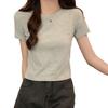 Women's Slim Fit Short-Sleeve Solid Color T-Shirt - Korean Style Summer Top
