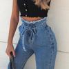 Jeans Skinny Waist Belt Cotton Women High Waist Pants for Work