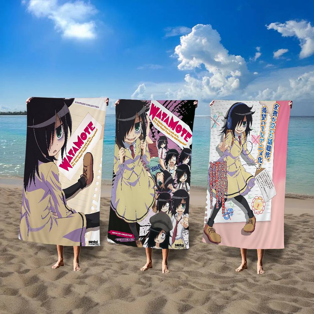 Anime Watamote Kuroki Tomoko Anime Beach Swimming Towel Soft Absorbent Washcloth Children's Gifts For Kids Travel Camping Gym
