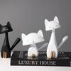 Black Cat DIY Crafts Sweet Cartoon White Cat Model Figurines Decoration Desk Decor Garden Home Office Ornament Miniatures