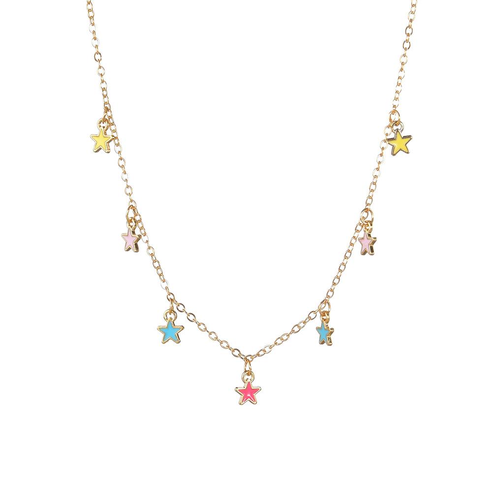 INS Style Sweet Colorful Little Star Pendant Necklace Women's Fashion Classic Jewelry Gift Accessories