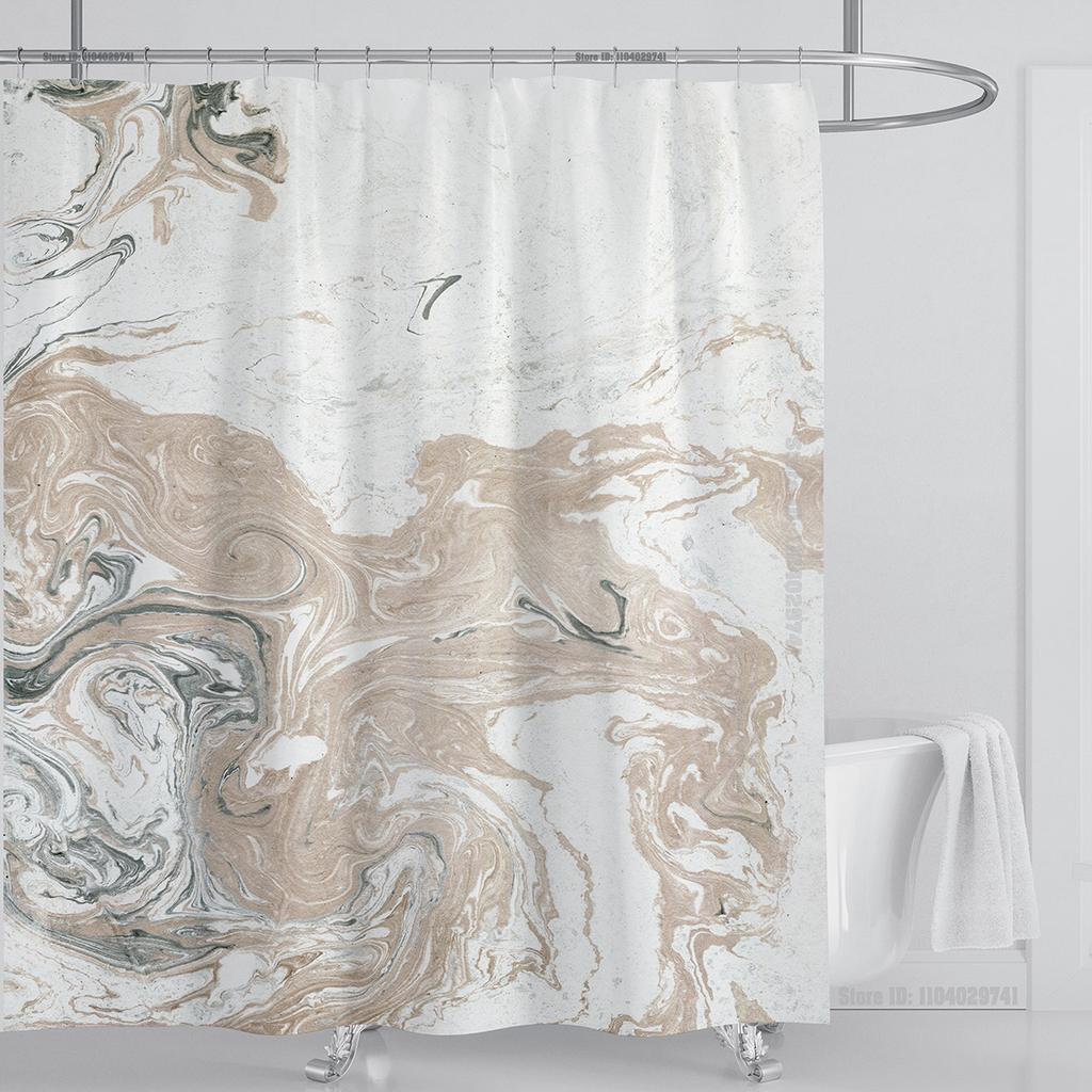 Marmor Wasserdichter Duschvorhang Wasserdichter Duschvorhang für Badezimmerdekor Bedruckter Waschbarer Duschvorhang mit Haken