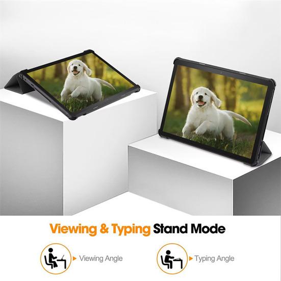 Étui de protection pour tablette pour Fire-HD 10 Pliable Slim Couleur unie Antichoc Faux cuir Couverture complète Veille