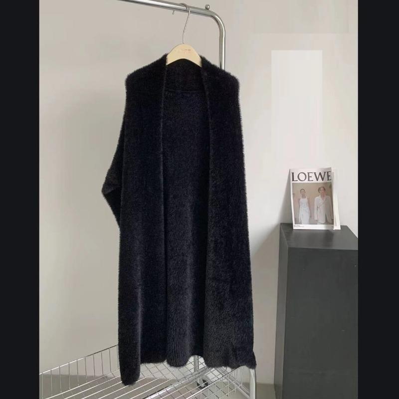 

Женское пальто, сплошной цвет, утолщенный вязаный кардиган из искусственного норкового флиса, женское длинное пальто выше колена в ленивом стиле, свободный длинный свитер, пальто, уличная одежда onesize