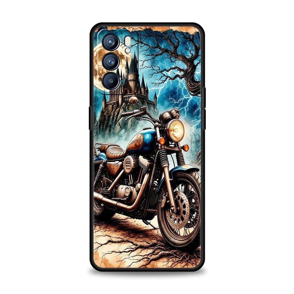 Colors Vintage Motorcycle Painted Phone Case For Oppo A17 A31 A54 A57 A78 A79 A98 Find X5 X6 Reno 7 8 10 11 12 13 F Pro Soft TPU