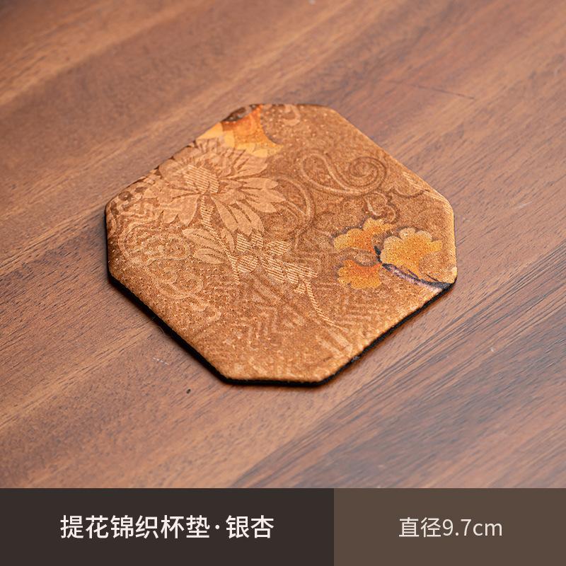 Chinese Brocade Teacup Holder Coaster Cloth Cotton Linen Pot Tea Mat Table Insulation Kung Fu Tea Ceremony Teaware Accessories