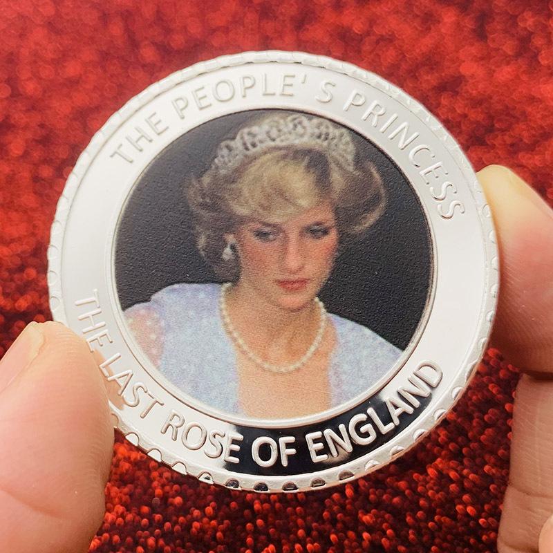 Prinzessin Diana von England, vergoldete bemalte Gedenkmünze, handgefertigte Goldmünzen, Münzen, mit Gedenkmünzen spielen