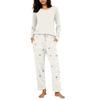 Women's Casual Neck Loose Fit Printed Pajama Set Sleepwear Pants