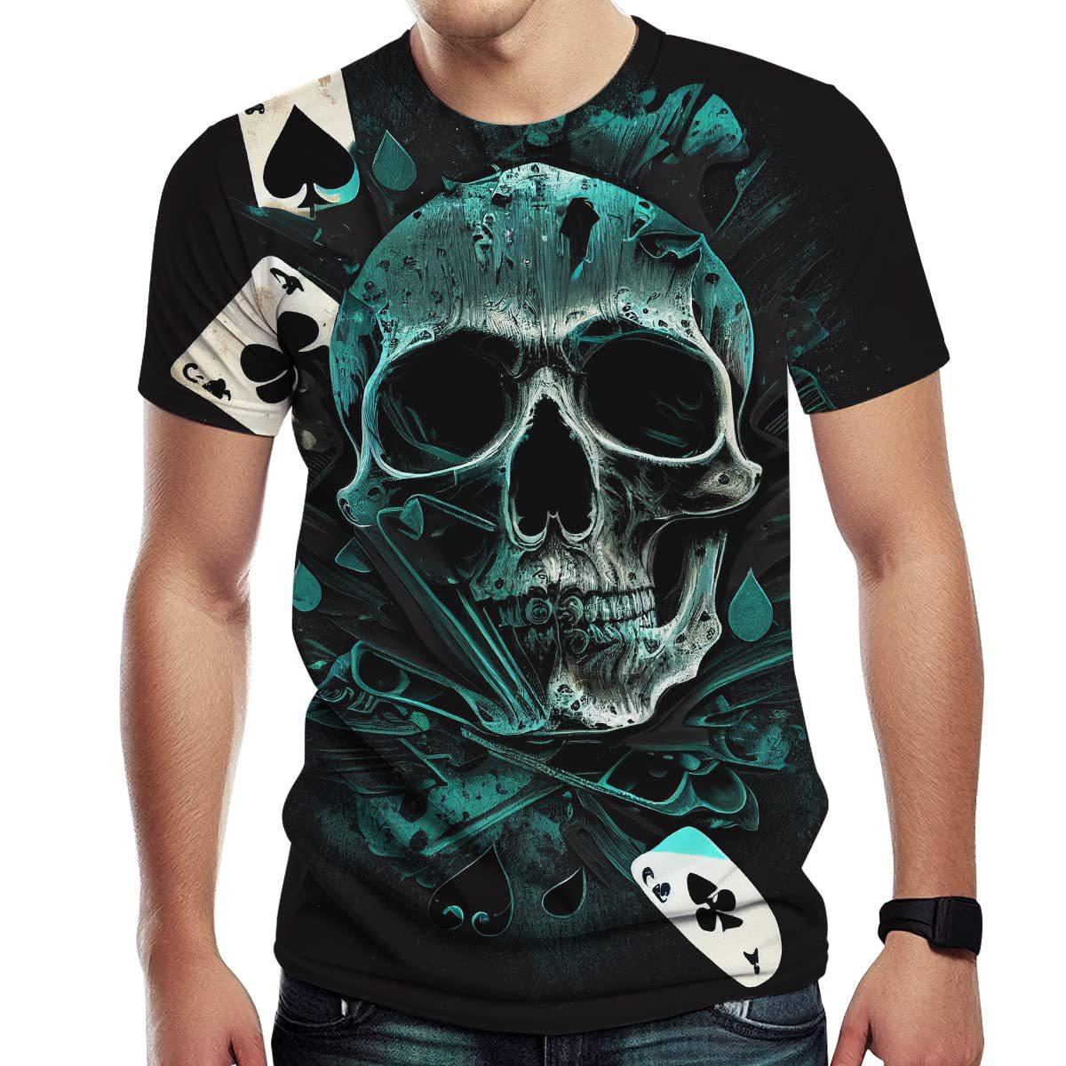 

Летний топ с круглым вырезом и 3D-принтом черепа, модная повседневная мужская футболка с коротким рукавом 6XL