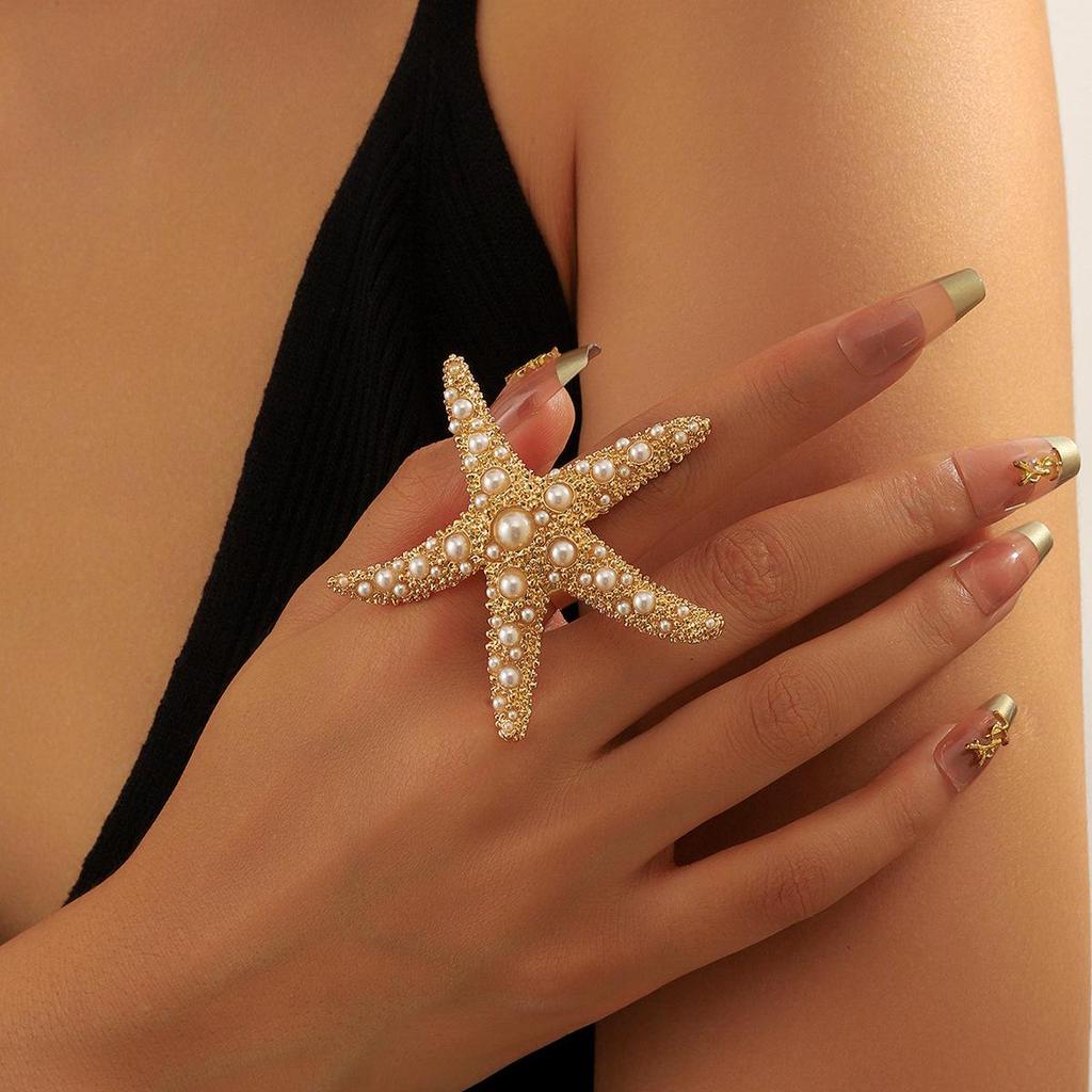 Trending Exotic Starfish Coral Ring: Beach Vacation Jewelry for Women