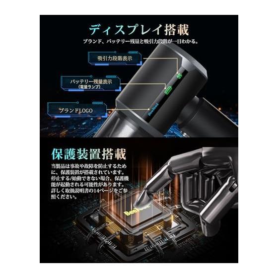 BeeTool Handy Cleaner Multifunctional [Equipped with 3 suction modes and display] 50000Pa Amazing suction power Car vacuum cleaner Cordless