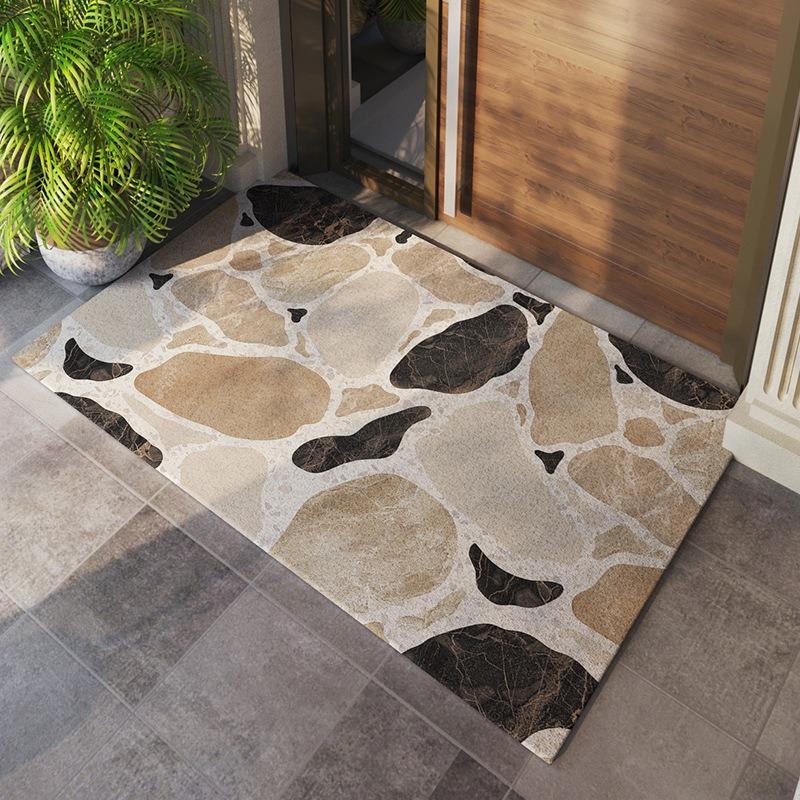 Stone Pattern Floor Mat Home Living Room Entrance Doormat Bedroom Flower Printed Anti-slip Carpets Washable Bathroom Kitchen Rug