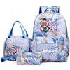 3Pcs/set 26 English Letter K-pop Printed Backpack Handbag Pencil Case for Teenager Student Girl Boy Bookbag Schoolbag Women Large Capacity Travel Bag