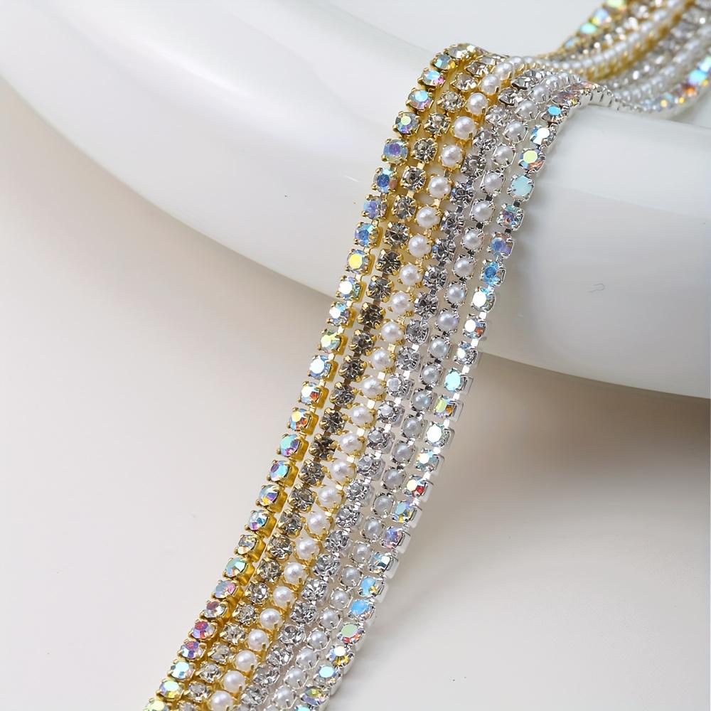 2 pieces of artificial pearl chain nail accessories Y2K metal DIY nail accessories, short nails French tips