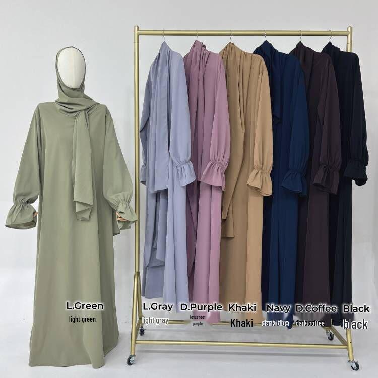 2024 Loriya Solid Color Bell Sleeve Dress - Middle East & Turkey Edition (LR714)