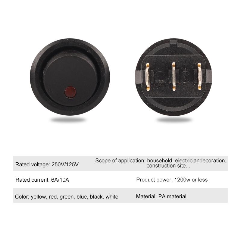 5 buc 23 mm 6A 250V/10A 125V ON/OFF rotund Rocker Dot întrerupător impermeabil LED lumină luminescentă comutatoare basculante accesorii auto