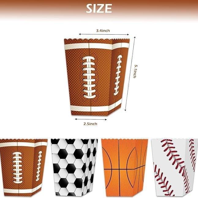 Sports Theme Collapsible Snack Box, Reusable Popcorn Box, Chicken Nugget Box, Candy Container, Portable for Parties Picnics